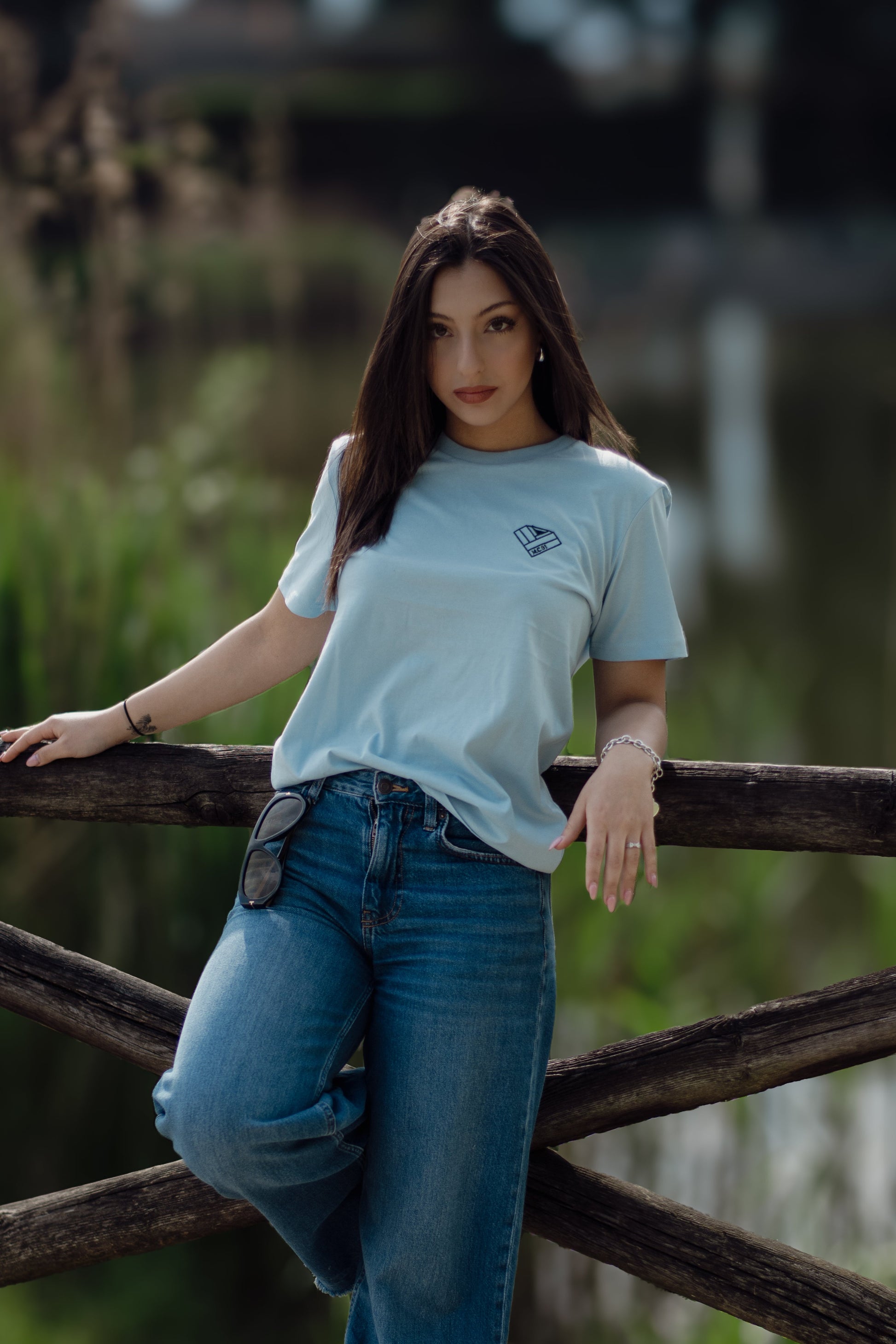 t-shirt sky blue donna