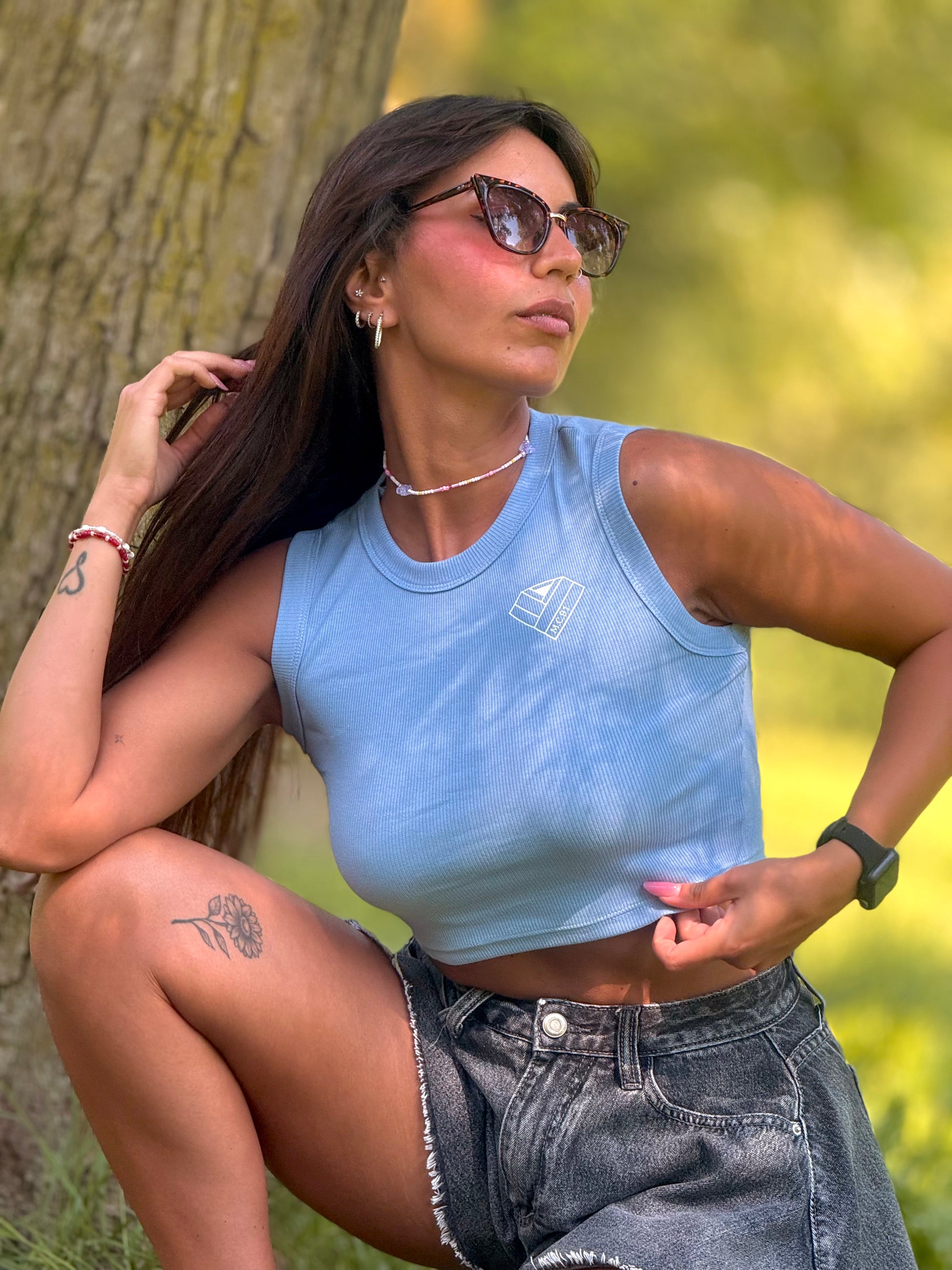 top costine light blue - fronte