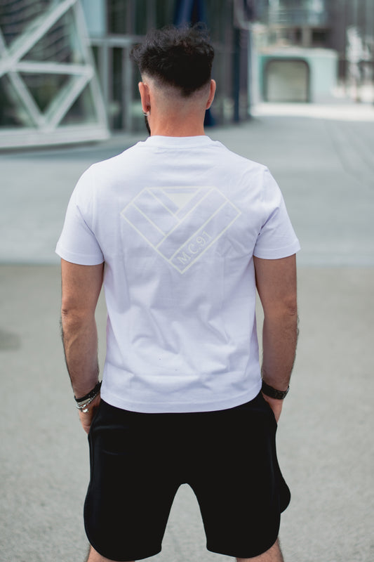 T-shirt logo dietro oversize bianca - retro