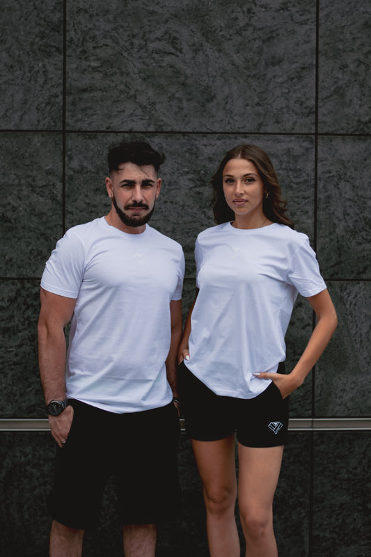 t-shirt logo dietro unisex bianca - fronte