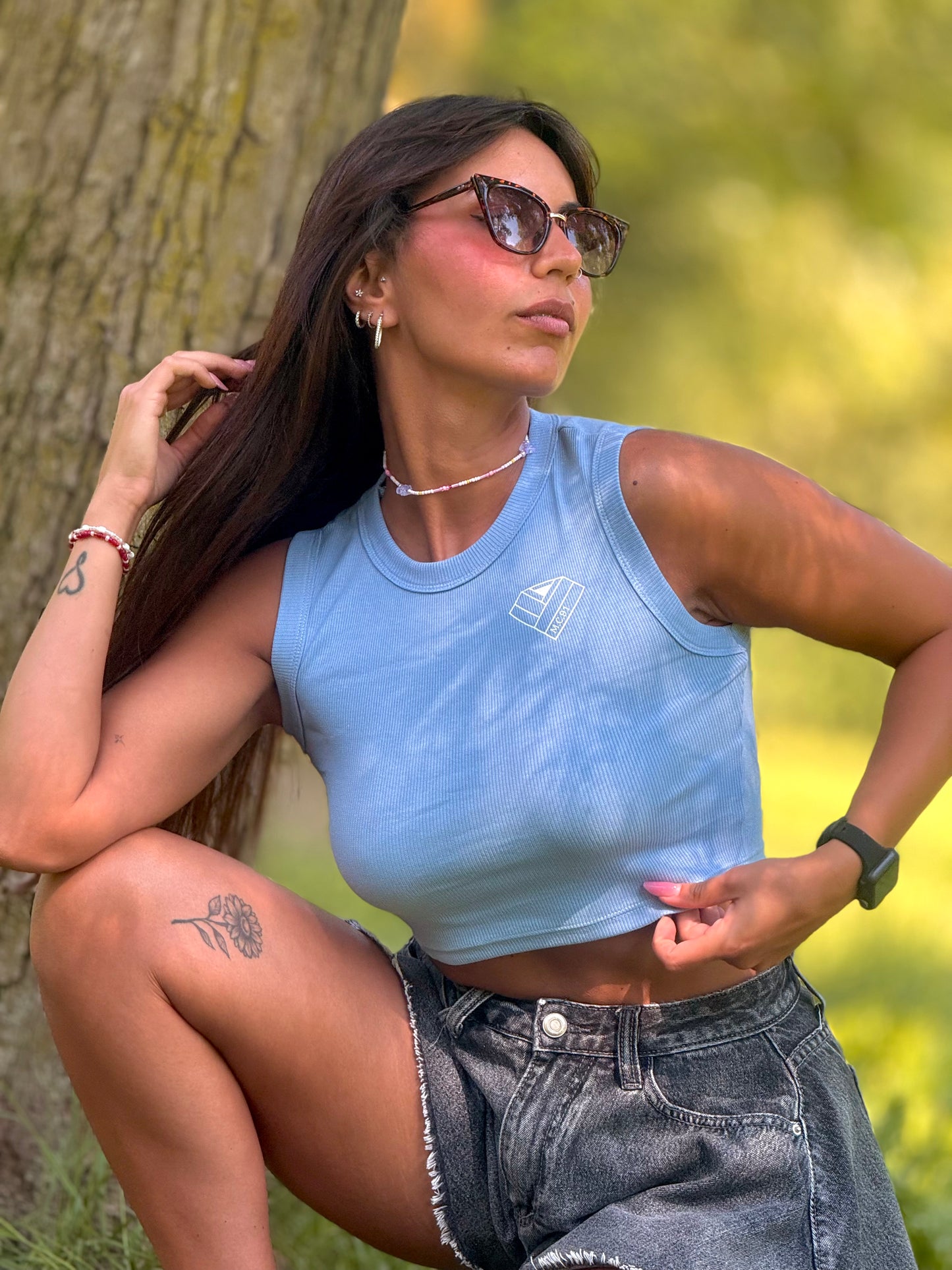 top costine light blue - fronte